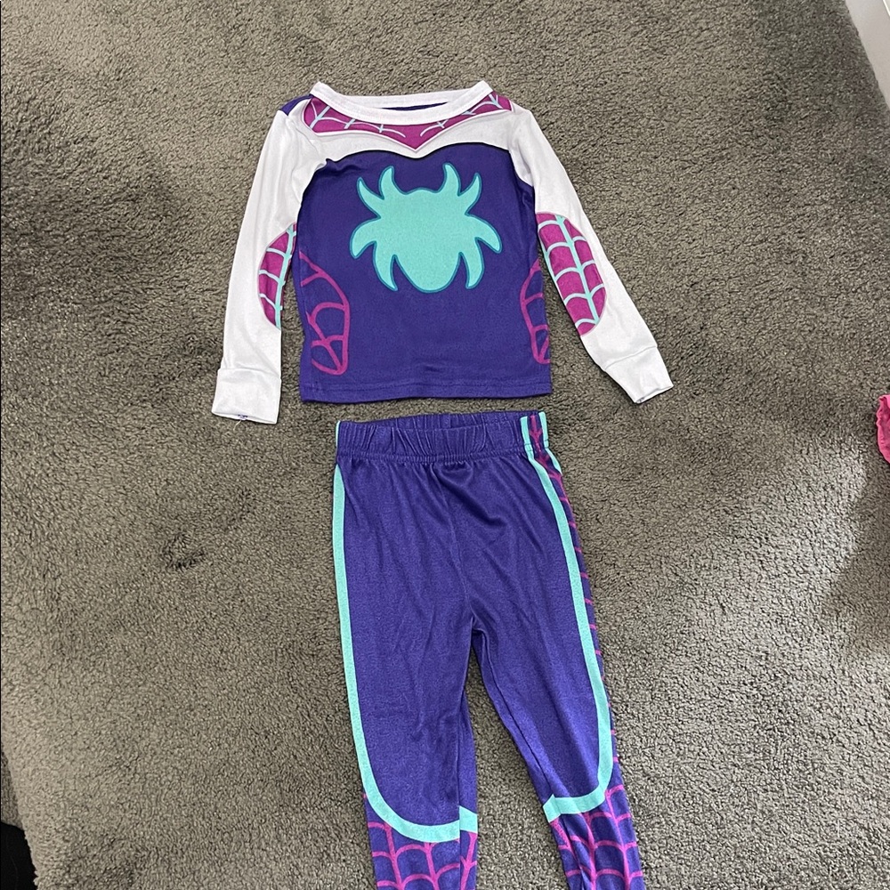 Ghost Spider Kids Superhero Pajamas - Purple and White